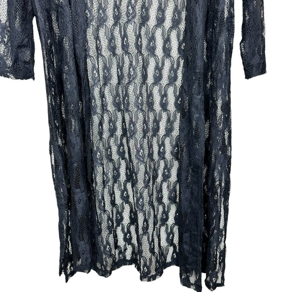 Love Ryan Black Lace Kimono Cardigan Women's Size Large‎ Open Front Rose Floral - Picture 5 of 10